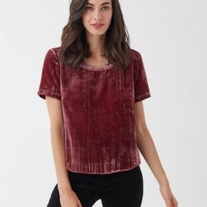 SPLENDID Moonstone Velvet Short Sleeve Tee Ruby